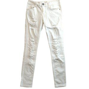 Sneak Peak Women's Distressed Ripped Skinny Jeans White Low Rise Size 3